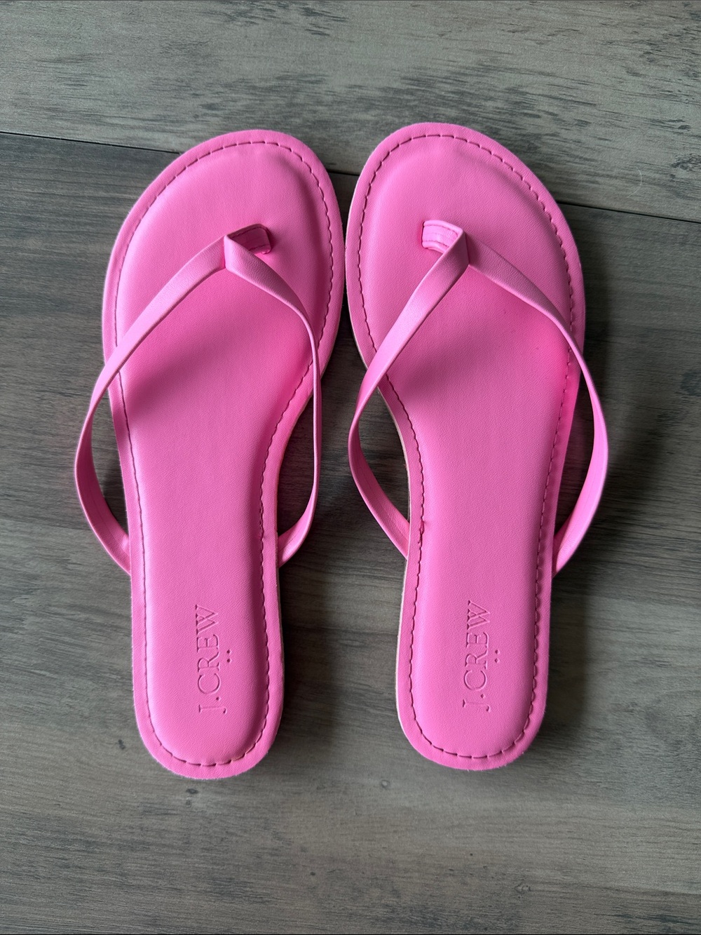J. Crew Bright Pink Slim-Strap Flip Flop Sandals